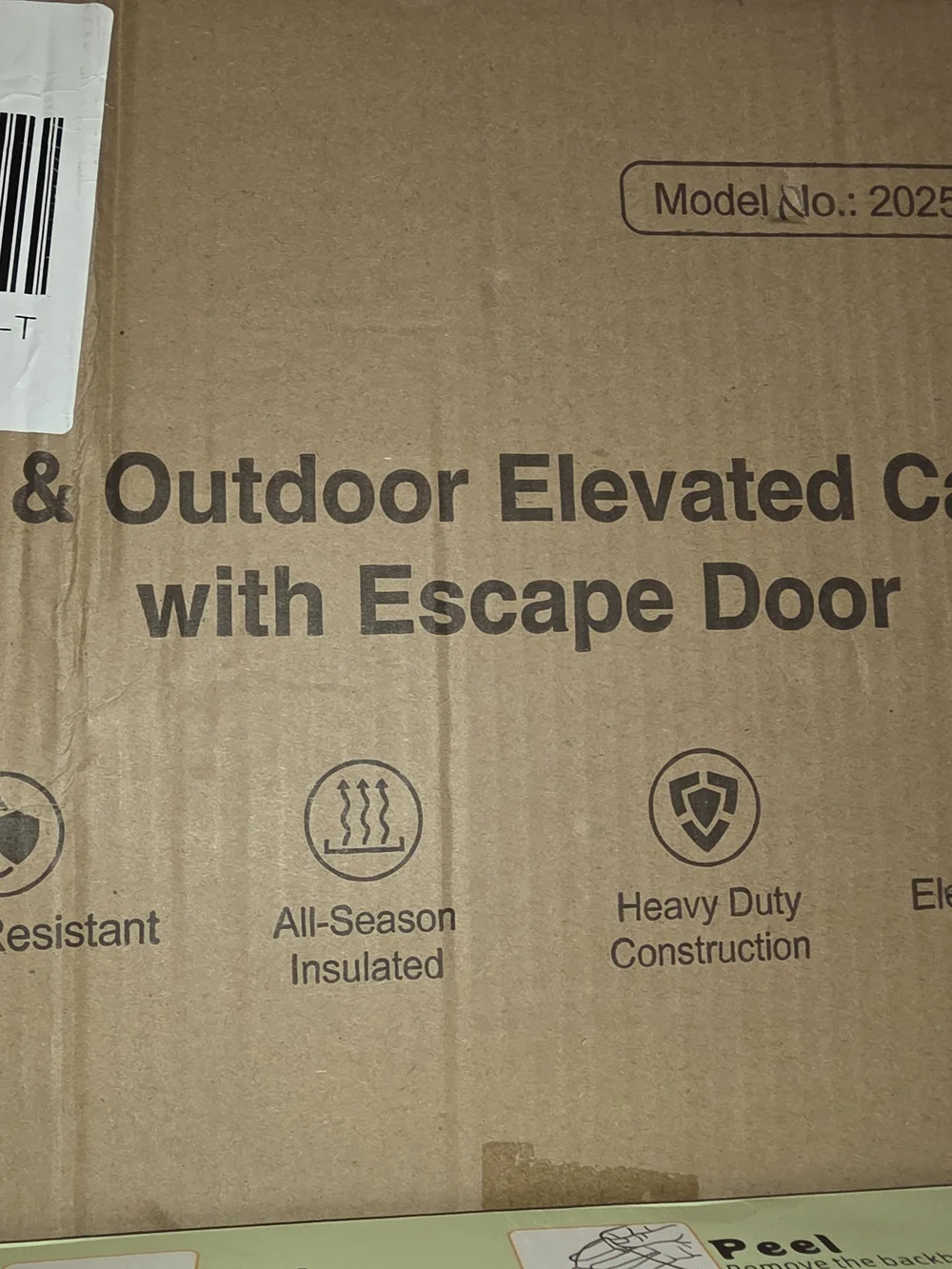 NIB Indoor and Outdoor Heated Cat House. 100% Waterproof, Escape Door, Elevated